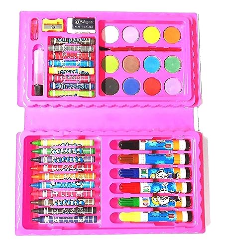 Image of Color Set 46 Pieces Art Craft Color Kit (Crayons, Water Color, Sketch Pens) for Kids (Multicolor) (Blue)
