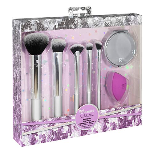 Real Techniques Makeup Brush Gift Set, With Miracle Complexion Blender Beauty Sponge and Compact Hand Mirror, Holiday Stocking Stuffer