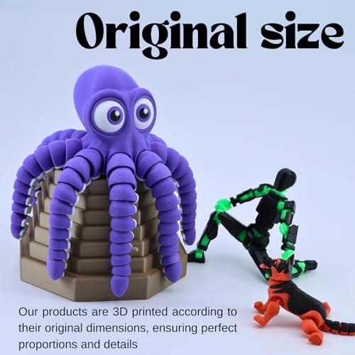 Image of 3D Printed Cute Octopus toys,Flexible Joint 3D Printed Animals(Purple) | boy toys age 6-8,Animal Figurine,Easter Basket Stuffers for Kids, 3D Printed toys, Classroom Prizes Supplies