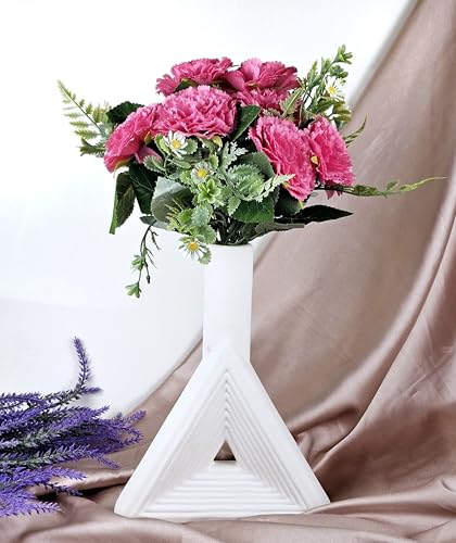 Image of SATYAM KRAFT 1 Bunch Artificial Carnation Flower Stick for Home Decor, Bedroom, Living Room, Balcony, Office Desk, Wedding, Marriage Decoration, Gift, Festival, Shelf & Corner Decoration (Dark Pink)