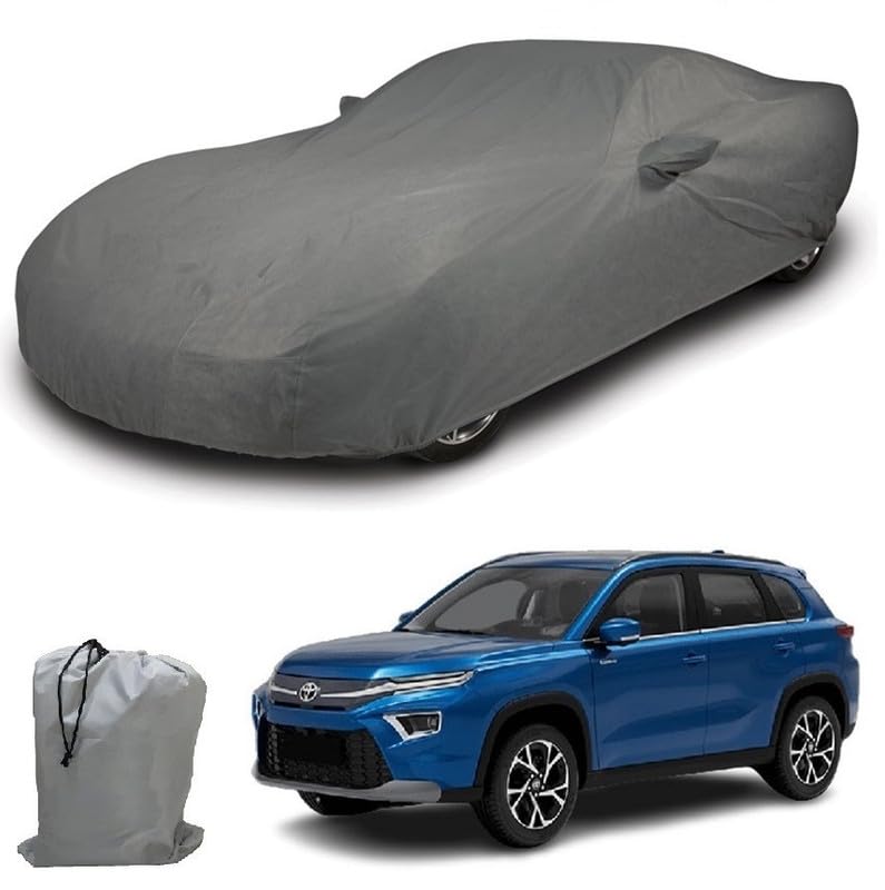 Image of ARCUATE Triple Layer Custom fit Car Body Cover for Toyota Hyryder |Top Layer Dustrproof | Middle Layer Waterproof | Bottom Layer Scratch Protection | Outdoor Indoor Fabric