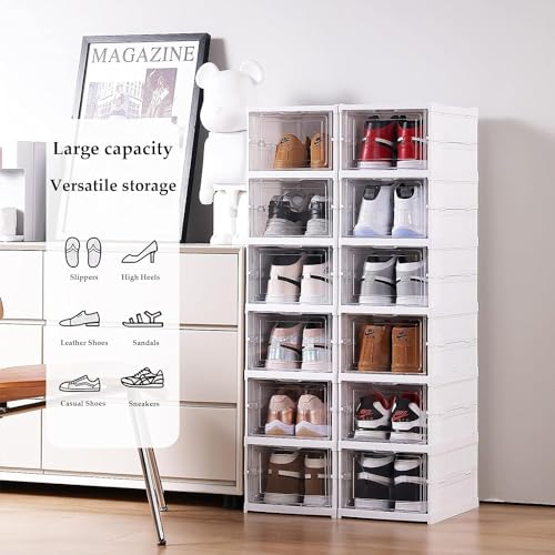 Squado Scatole Scarpe Porta Trasparenti 6 Piani Pieghevole Contenitori Organizzatore Portascarpe Scarpiera Shoe Storage Box Con Coperchio - 8