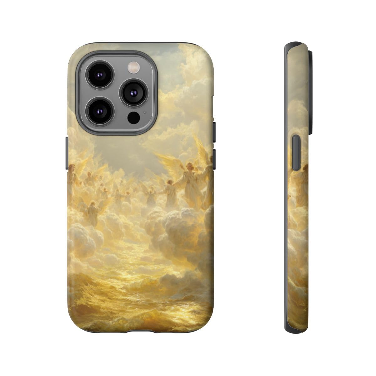 Coque iPhone 14 Pro rigide mate Golden Angels antichoc et esthétique - 5