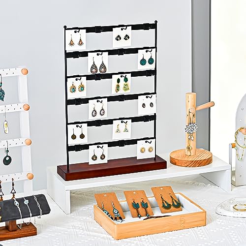 Lolalet LL-08364114 Earring Display Stand For Selling, 6 Tier Earrings Display Rack With 24 Adjustable Hooks, Jewelry Display Stand For Vendors Earrings, Keychain Cards Retail Display -Black thumb #4