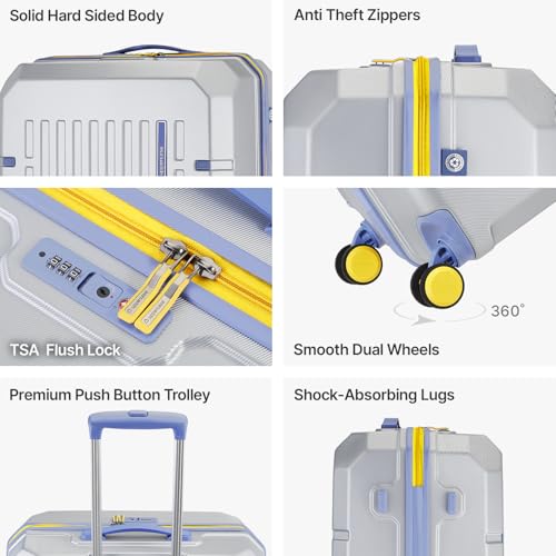 Image of uppercase Hexa Large Solid Trolley Bag with TSA Lock, Durable for Travel, RCS Certified for Sustainability, Anti-Theft Zippers and Double Wheels, Suitcase for Men & Women