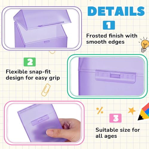 Image of Clabby 2 Pcs Clear Plastic Crayon Boxes Hold 24 Count, Purple