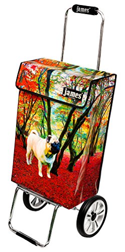james® Einkaufstwagen Design Mopsy Deluxe, moderner Einkaufstrolley, bunter Lifestyle Trolly, Rollkoffer, 40kg Tragkraft… – Bild 3