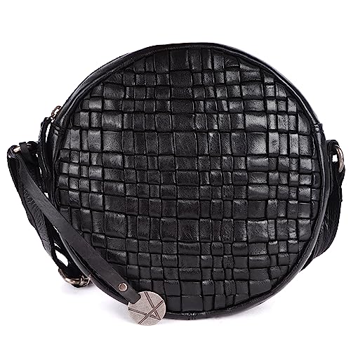 Genuine Leather Round Crossbody Bags For Women, Sling Bag For Women Crossbody Purse Trendy Casual