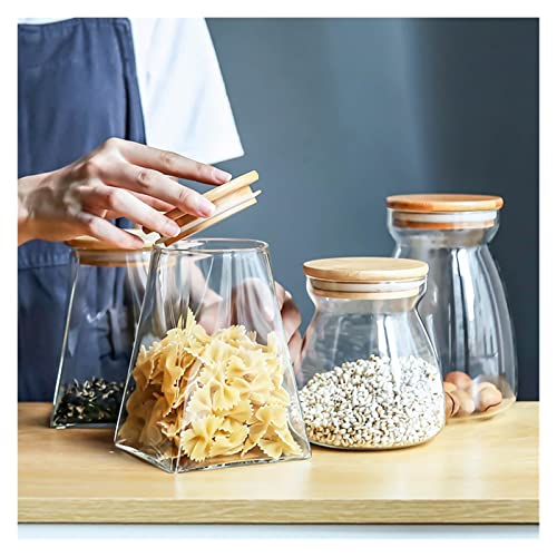nihngvjm canisters Transparent Square Glass Tea Caddy Storage Jar Snacks Dried Fruit Coffee Storage Bottle Moisture-proof Tank Sealed Jar Container (Color : 750ML) - Image 2