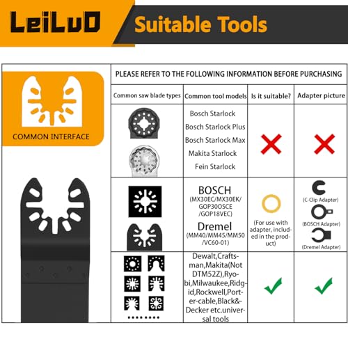 LEILUO 4Pcs Black Large Size Diamond Oscillating Multi Tool Blades for Grout Removal tool, Alloy tool Cleaning Mortar Fit DeWalt Milwaukee Makita Ryobi and More