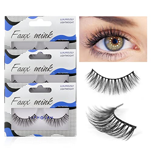 BEPHOLAN 3 Pairs Faux Mink Lashes Synthetic Fiber Material