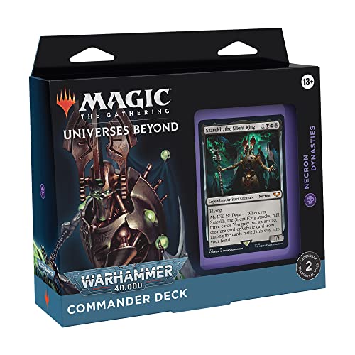 Magic The Gathering Más allá del Multiverso: Warhammer 40,000 Mazo de Commander, de Dinastías Necronas, Versión en Inglés