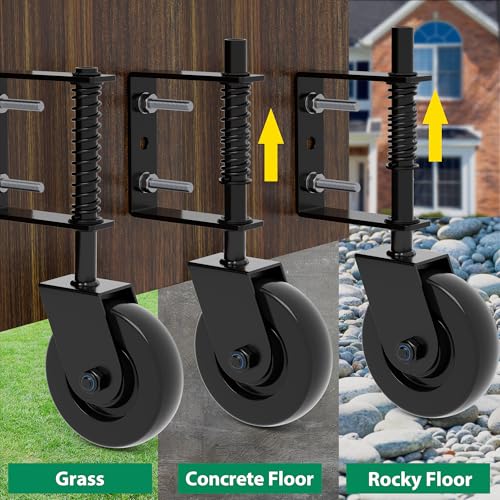 Image of 4.3 inch Heavy Duty Gate Wheel 360 Rotation Gate Wheel with Spring Loaded Shock Absorption Gate Caster Gate Kit for Fence, Farm, Garden and Wooden Gate 150 Lbs Capacity (1Pack)