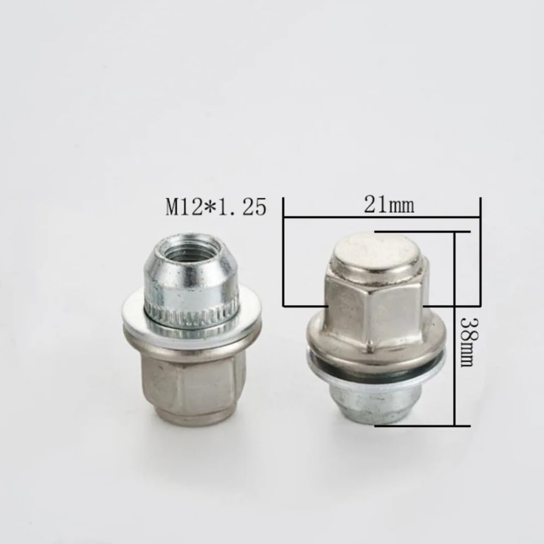 Nakrętki do Kół dla Infiniti, 20 szt. nakrętek kół M12x1,25 z łbem sześciokątnym 21 mm, długość 38 mm, 40224-JK00A