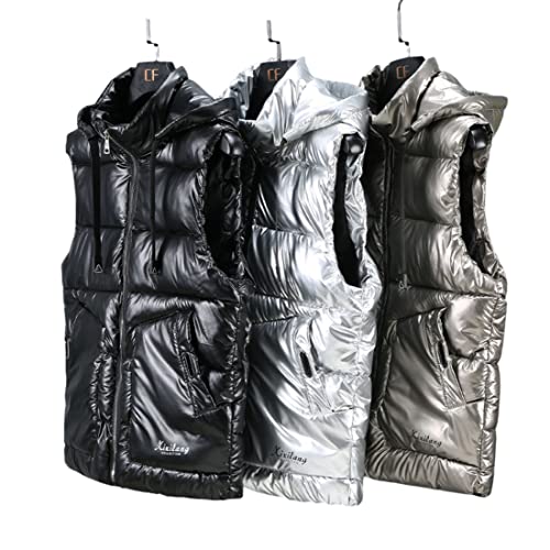 Esmeling Mens Waterproof Hooded Puffer Vest Sleeveless Puffy Jacket with Pockets2