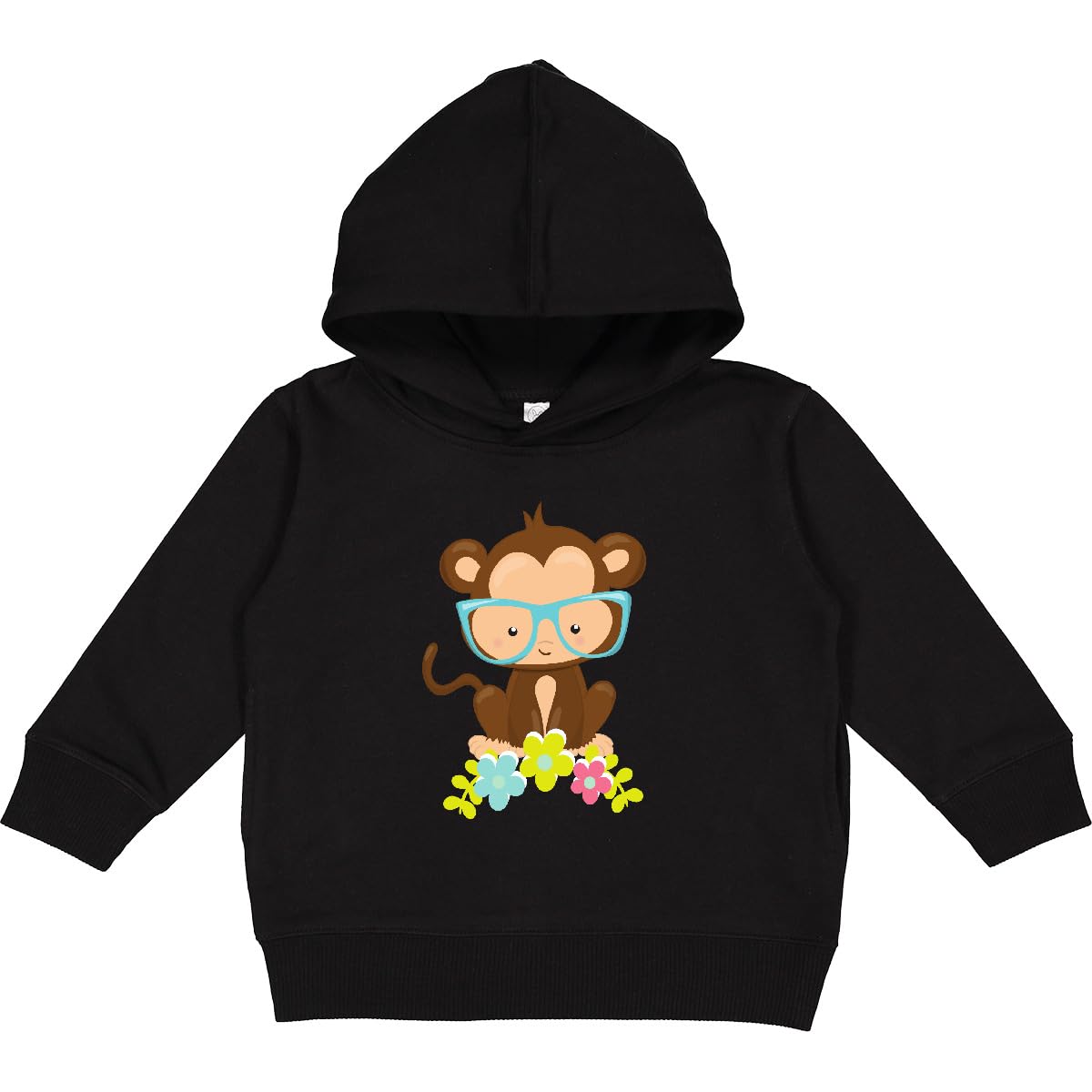 inktastic Hipster Monkey, Monkey with Glasses, Flowers Toddler Hoodie 5-6 Black 35a72