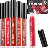 AZEN 6 Pack Lip Gloss Bulk Set, Shimmery Lip Gloss for Women and Girls With Rich Varied Colors