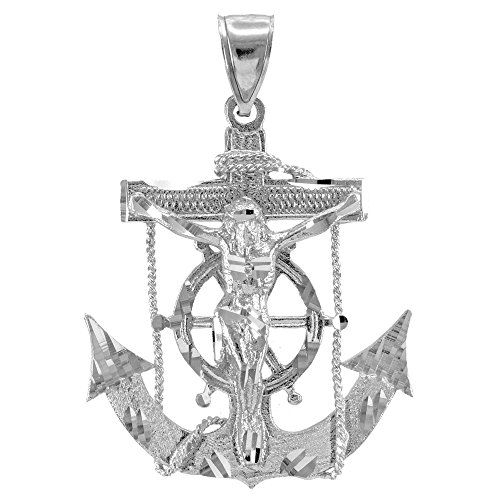 Claddagh Gold .925 Sterling Silver Mariner Crucifix Anchor Cross Pendant Charm
