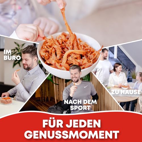 Tintenfisch Sesam 1kg - Fisch Jerky I High Protein I Snacks I Trockenfisch Omega 3 I Beef Jerky, Trockenfleisch & Chips Alternative Keto Salat Topping
