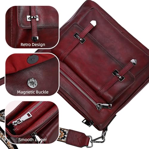 Image of Iswee Soft Leather Crossbody Bags for Women Shoulder Handbags Multi Pockets