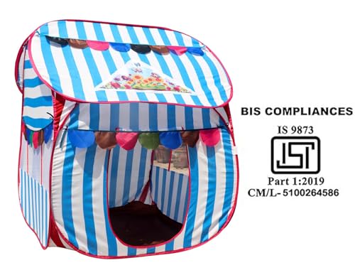 Image of Homecute Foldable Pop Up Hut Type Kids Toys Play Tent House for Boys and Girls (Medium Size Sky Blue-White)