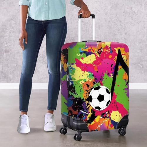 Luggage Cover Anti-Scratch Travel Luggage Cover Fit for 18-32 Suitcase Travel Luggage Protector, Music Notes Soccer4