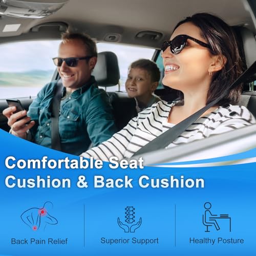 Car Seat Cushion with Back Support Pillow, 1.2'' Thick Enhanced Comfort Memory Foam Design for Pain Relief, Ideal for Drivers and Office Use - Ergonomic Lumbar Comfort for Long Sitting - Image 7