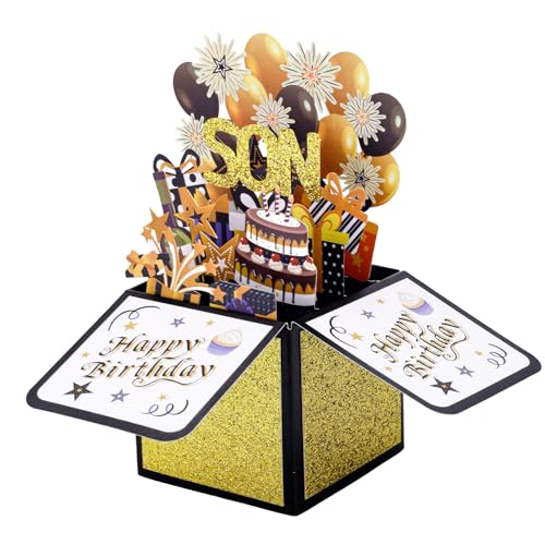 Tarjeta cumpleaños hijo interactiva: caja 3D desplegable que sorprende al abrir el sobre