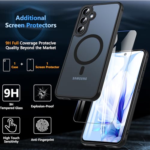 BESINPO Magnetisch Für Samsung Galaxy A55 5G Hülle mit Panzerglas Glas, Militärschutz Handyhülle A55 5G Stoßfest Robust Dünn Schutzfolie… – Ansicht 3