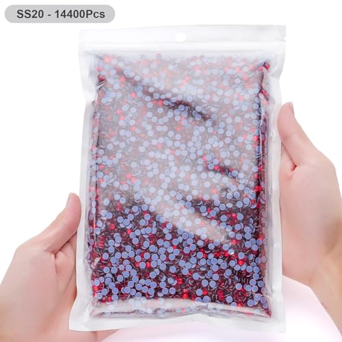 Image of Hotfix Rhinestones Bulk, 14400PCS Lt.siam Hot Fix Rhinestones for Clothes DIY Decoration Crafts, Lt.siam, SS20, 4.6-4.8mm