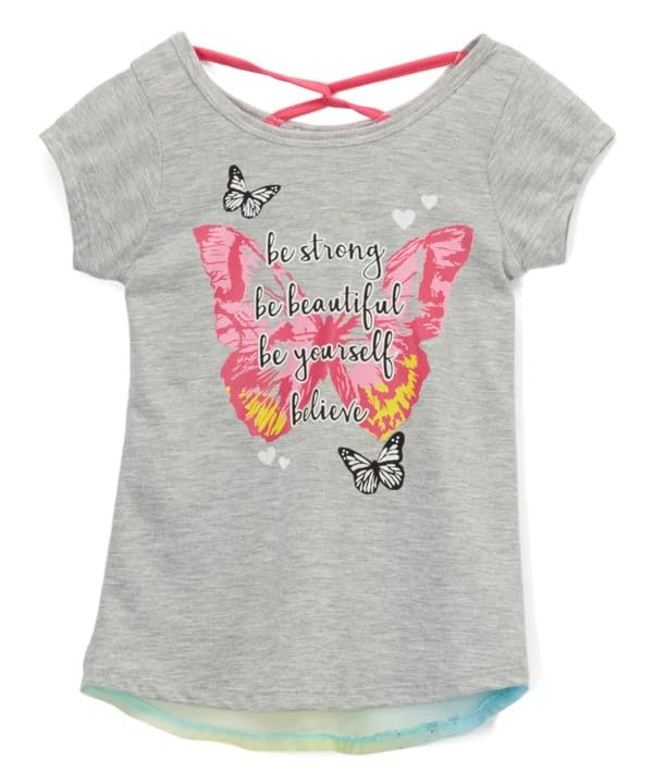 Butterfly Top (Girls Size 5/6) Grey