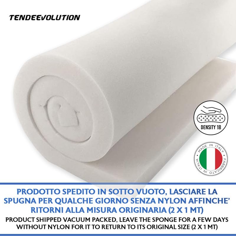 TENDEEVOLUTION Mousse de Rembourrage Densité 18, Épaisseur 5 cm, Feuille 200x100 cm, Coussins en Polyuréthane Expansé