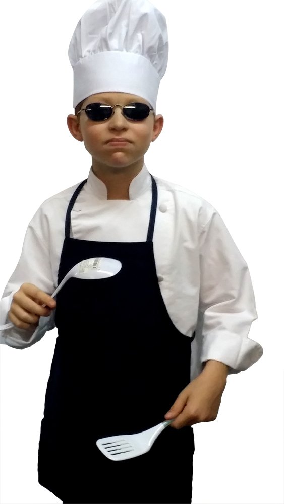 CHEFSKIN Jet Black Medium Size Lot 5 Chef Aprons Fabric Pocket Light fits 8-12