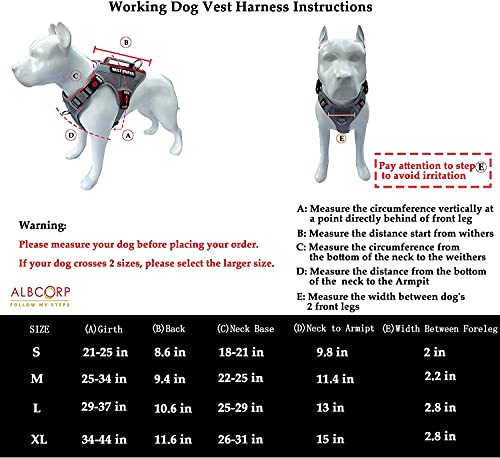 Albcorp-Working-Dog-Vest-Harness--No-Pull-Service-Dog-Vest--with-Reflective-Removable-Hook-and-Loop-Patches-for-Walking-Training-Hiking Working Dog Harness with Loop Patches