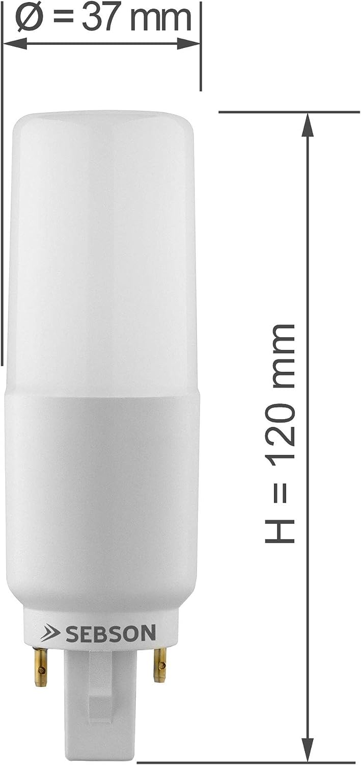 SEBSON LED Lampe G24 neutralweiß 7W ersetzt 50W, G24d Universal - 10er | ersetzt 50W Glühlampe - Universal-Sockel G24d-1, G24d-2, G24d-3 - LED Leuchtmittel 220°, 660lm, ø37x120mm, nicht dimmbar