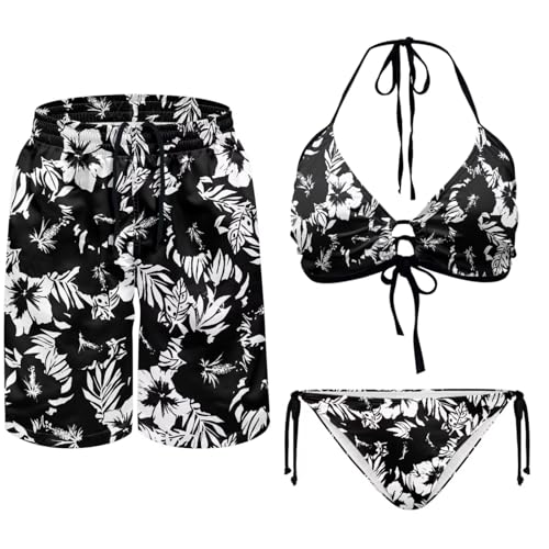 Matching Swimsuits for Family Tropical Bikini Sets for Women with Men'Sswim Trunk