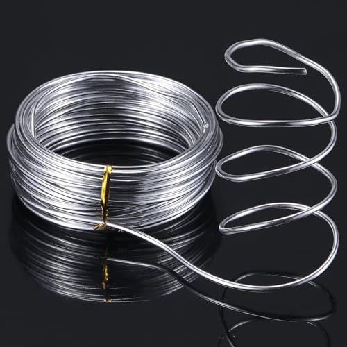 Image of TecUnite Aluminum Craft Wire for Sculpting Armature Bendable Craft Wire for DIY Jewelry Making(10 M X 3 mm,Silver,2 Rolls)