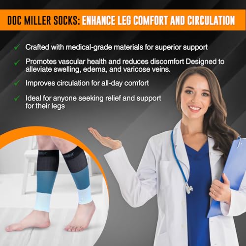 Image of Doc Miller Calf Compression Sleeves 15-20mmHg for Short People Men & Women