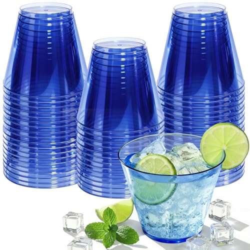 Glowserve 9 oz Clear Plastic Cups Green Plastic Disposable Cups