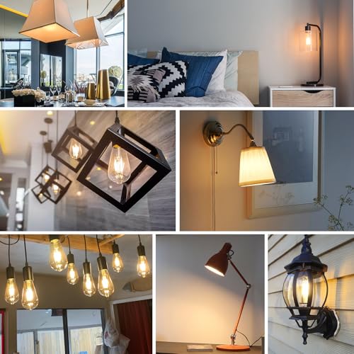 Image of Jensense Edison Bulbs E26 LED Bulb 60 Watt Equivalent, Vintage LED Light Bulbs CRI90+ ST19, Dimmable Clear Light Bulbs (2700K Warm White, 7watt-3 Pack)