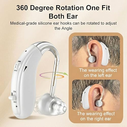 Image of Fastwell F27 Rechargeable Hearing Aids for Adults with Hearing Loss, 360 Degree Rotation Ear Hook, Digital Noise Reduction Ear Machine, Single Ear (Silver) 1-Year Warranty
