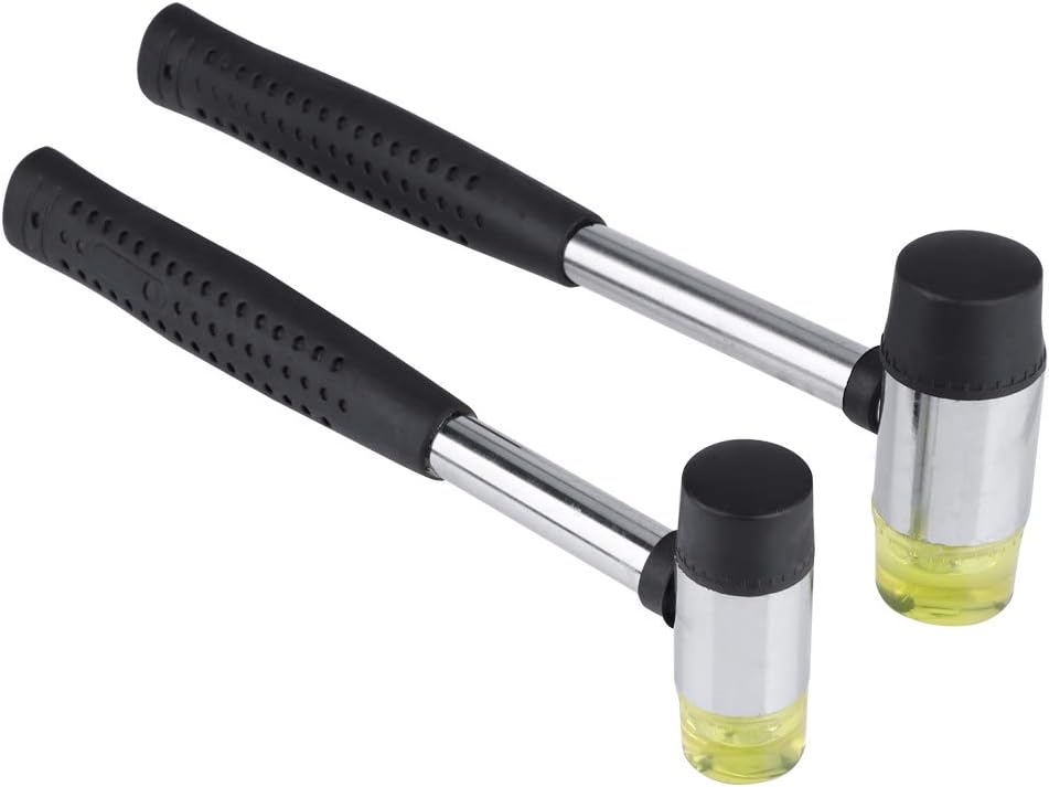 Leather Carving Hammer Mallet 2 Different Size Leather Mallet With Plastic Handle Professional Dual Head Hammer With Rubber And Resin Head For Diy Leather Punching Stamping Craft