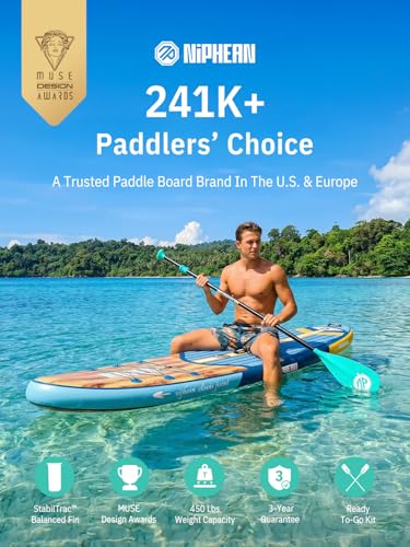 Image of Niphean Inflatable Stand Up Paddle Board with SUP Accessories, Anti-Slip EVA Deck, 10'6'' Inflatable Paddle Boards for Adults & Youth of All Skill Levels