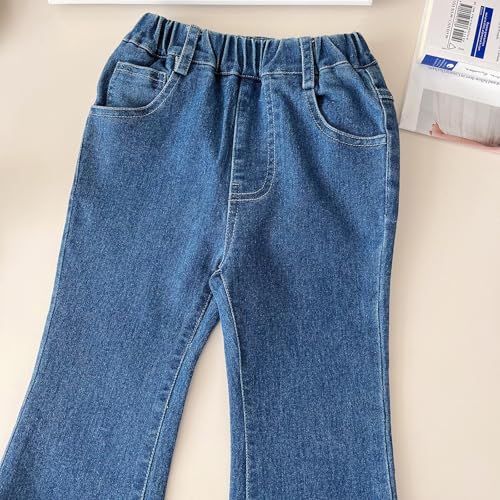 Toddler Kids Girls Flared Denim Pants Baggy Elastic Waist Bell Bottom Jeans Trendy Plain Cute Flare Leg Preppy Jeans2