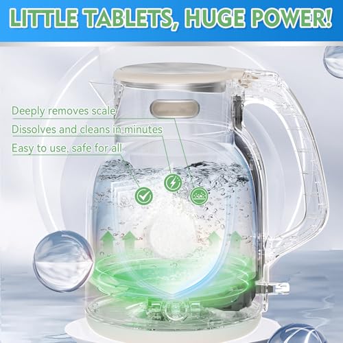 JOYAONE Kettle Descaler Tablet, 20 Pack Kettle Cleaner Removes Hard Water Buildup, Efficient Water Bottle Cleaning Tablets, Limescale Remover Tablet For Kettles, Coffee Machines, Shower Heads