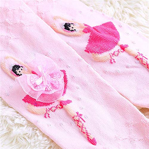 Lamuusaa Toddler Baby Kid Girls Cotton Warm Tights Socks Princess Lace Pantyhose Ballet Stockings Leggings 1-10Y (4-6Y, Pink) #TOP6