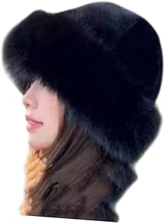 قبعة شتوية فرو صناعي، أسود، نمط روسي أوشانكا مع أغطية أذن تلم الشعر كله