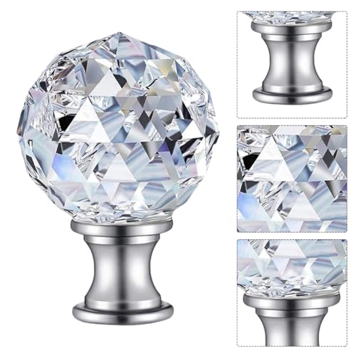 Image of Outanaya Crystal Lamp Finial Knob 1.77In Modern Chic Light Decoration for Lamp Shade Replacement with 27Mm Threaded Base Enhancing Vintage and Classic Fixtures