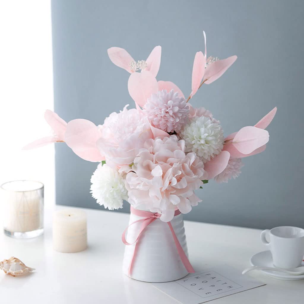 Künstliche Blumen Nordic Künstliche Seide Blumen Braut Hochzeit Rosa Bouquet Vase Set Home Party Zimmer Tischdekoration Pflanze Gefälschte Blume Künstliche Blumen wie Echt