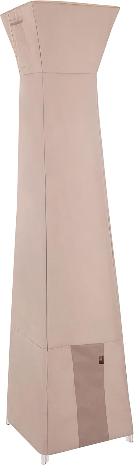 MODERN LEISURE Monterey Pyramid Torch Patio Heater Cover - UV-Resistant and Water-Resistant Fabric - Heavy-Duty Outdoor Furniture Protection - 21" L x 21" D x 90" H - Khaki